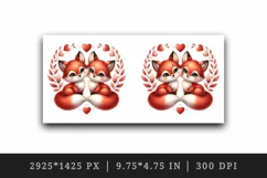 Watercolor pair of cute friendly red foxes hearts Love Valentine Day print 20 oz tumbler skinny mug wrap clipart t-shirt sublimation printable design
