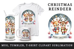 Watercolor pair of cute reindeer night stars Merry Christmas quote print 20 oz tumbler skinny mug wrap clipart t-shirt sublimation printable design
