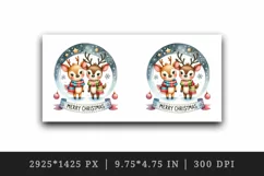 Watercolor pair of cute reindeer night stars Merry Christmas quote print 20 oz tumbler skinny mug wrap clipart t-shirt sublimation printable design