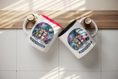 Watercolor pair of cute reindeer night stars Merry Christmas quote print 20 oz tumbler skinny mug wrap clipart t-shirt sublimation printable design