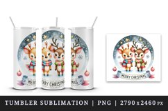 Watercolor pair of cute reindeer night stars Merry Christmas quote print 20 oz tumbler skinny mug wrap clipart t-shirt sublimation printable design