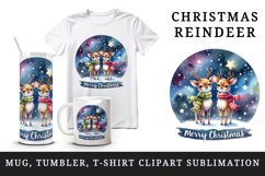 Watercolor pair of cute reindeer night stars Merry Christmas quote print 20 oz tumbler skinny mug wrap clipart t-shirt sublimation printable design