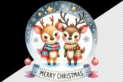 Watercolor pair of cute reindeer night stars Merry Christmas quote print 20 oz tumbler skinny mug wrap clipart t-shirt sublimation printable design