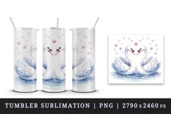 Watercolor pair of graceful cute swans heart Love Valentine Day print 20 oz tumbler skinny mug wrap clipart t-shirt sublimation printable design