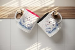 Watercolor pair of graceful cute swans heart Love Valentine Day print 20 oz tumbler skinny mug wrap clipart t-shirt sublimation printable design