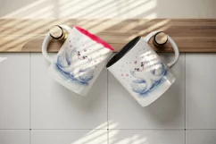 Watercolor pair of graceful cute swans heart Love Valentine Day print 20 oz tumbler skinny mug wrap clipart t-shirt sublimation printable design