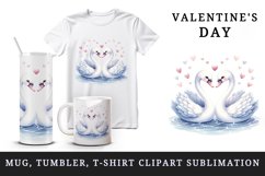 Watercolor pair of graceful cute swans heart Love Valentine Day print 20 oz tumbler skinny mug wrap clipart t-shirt sublimation printable design