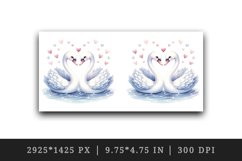 Watercolor pair of graceful cute swans heart Love Valentine Day print 20 oz tumbler skinny mug wrap clipart t-shirt sublimation printable design