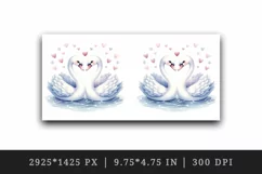 Watercolor pair of graceful cute swans heart Love Valentine Day print 20 oz tumbler skinny mug wrap clipart t-shirt sublimation printable design