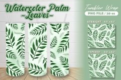 Watercolor Palm Leaves Pattern Tumbler Wrap