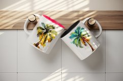 Watercolor summer palm tree design wrap sublimation bundle for customize your mug