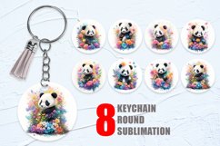 Watercolor Panda baby, flower splash Keychain | Keyring Product Image 1