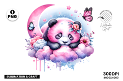 watercolor panda cloud png, cute panda clipart, baby panda watercolor, nursery panda sublimation, pastel panda png, dreamy panda clipart, watercolor panda printable, panda cloud art, baby shower panda png, watercolor animal design