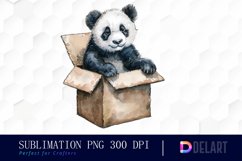 Panda In Box Watercolor Clipart Product Image 1