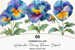 Watercolor Pansy Flower Clipart Product Image 1