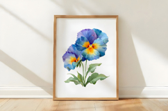 Watercolor Pansy Flower Clipart Product Image 3
