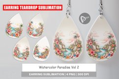 Earring Teardrop Watercolor Paradise Product Image 1