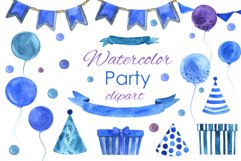 Watercolor birthday clipart. Birstday blue Balloon Clipart Product Image 1