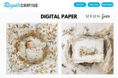 Watercolor Pastel Baby Scenes Digital Paper, Baby Scenes PNG Product Image 1
