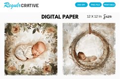 Watercolor Pastel Baby Scenes Digital Paper, Baby Scenes PNG Product Image 1
