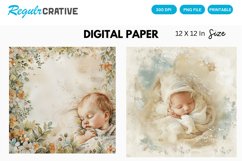Watercolor Pastel Baby Scenes Digital Paper, Baby Scenes PNG Product Image 1