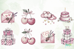 Watercolor Pastel Birthday Clipart Product Image 3