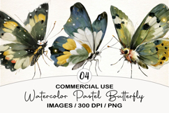 Watercolor Pastel Butterfly Clipart Product Image 1