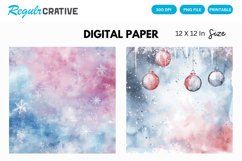 Watercolor Pastel Christmas Digital Paper, Christmas Pattern Product Image 1