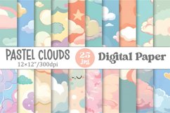 Watercolor Pastel Clouds Digital Papers Product Image 1