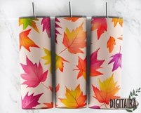 Autumn Leaves Tumbler Design, Pastel Fall Leaves PNG Product Image 5