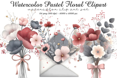 Watercolor Pastel Floral Clipart Product Image 1