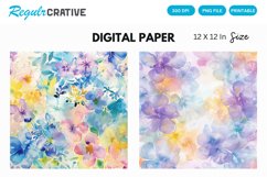 Watercolor Pastel Floral Digital Paper, Floral Background Product Image 1