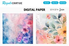 Watercolor Pastel Floral Digital Paper, Floral Background Product Image 1