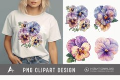 Watercolor Pastel Pansy Clipart Product Image 1