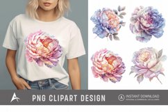 Watercolor Pastel Peony Clipart Product Image 1