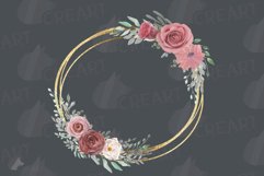 Watercolour pastel pink &amp; glitter gold flower wreath clipart Product Image 7