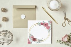 Watercolour pastel pink &amp; glitter gold flower wreath clipart Product Image 6