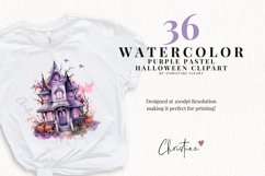 Watercolor Purple Pastel Halloween Clipart Product Image 2