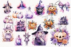 Watercolor Purple Pastel Halloween Clipart Product Image 4