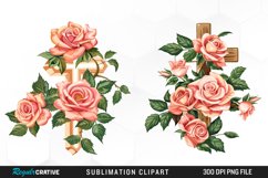 Watercolor Pastel Rose Cross Collection Clipart Product Image 1