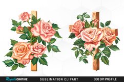 Watercolor Pastel Rose Cross Collection Clipart Product Image 1