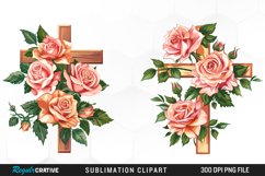 Watercolor Pastel Rose Cross Collection Clipart Product Image 1
