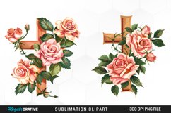 Watercolor Pastel Rose Cross Clipart Bundle Product Image 2