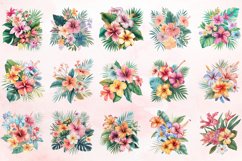 Watercolor Pastel Tropical Flower Clipart Bundle Product Image 2