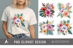 Watercolor Pastel Tropical Flower Clipart Product Image 1