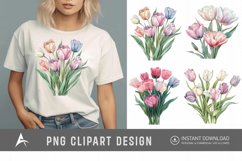 Watercolor Pastel Tulip Flower Clipart Product Image 1
