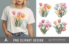 Watercolor Pastel Tulip Flower Clipart Product Image 1