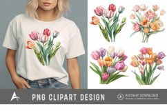 Watercolor Pastel Tulip Flower Clipart Product Image 1