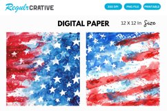 Watercolor Patriotic 4th July Digital Paper, Patriotic PNG Product Image 1