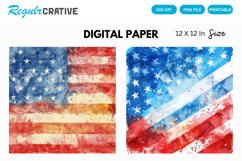 Watercolor Patriotic 4th July Digital Paper, Patriotic PNG Product Image 1